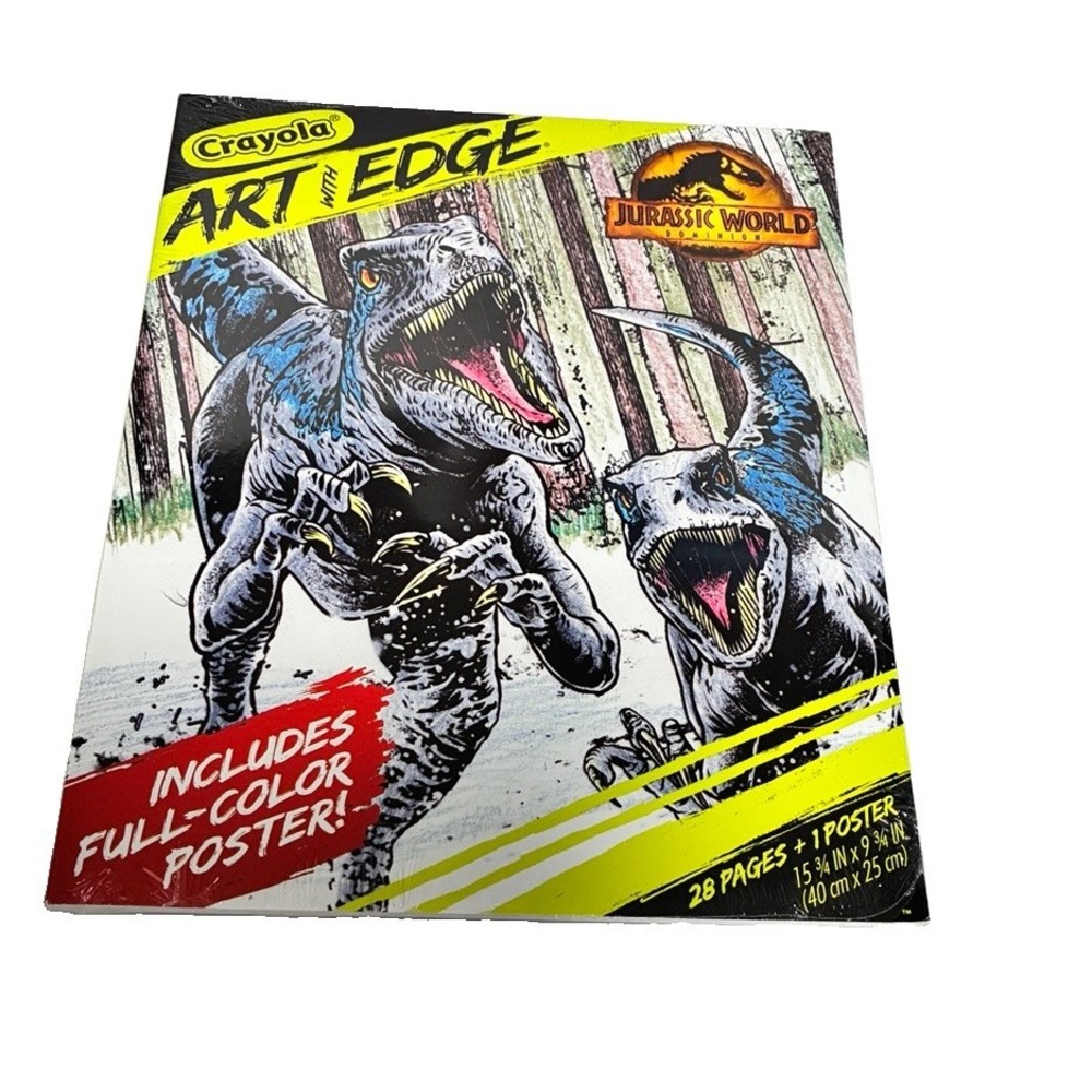 Crayola Art with Edge Jurassic World Dominion Coloring Book 28 Pages Poster New